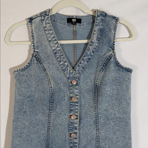 Frye Denim Mini Dress Size XS Button Front EUC Western - Picture 2 of 10